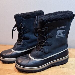 Sorel Caribou Men's Black Waterproof Boots Snow Hiking Skiing Size 14 Mens UK 13